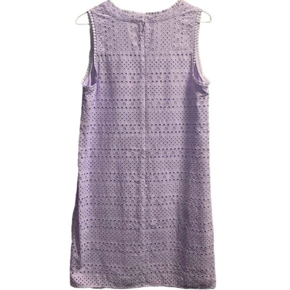 LOFT Gorgeous Eyelet Cotton Shift Lavender Dress - Picture 3 of 8